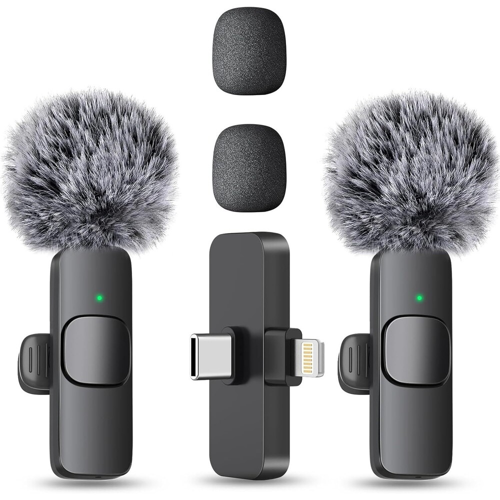 MAYBESTA Wireless Mini Lavalier Microphone 2 Pack iPhone Android